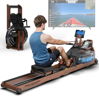 JOROTO MR380/MR390: Klappbares Eichenholz‑Rudergerät mit 28 L Tank und Bluetooth‑Monitorl