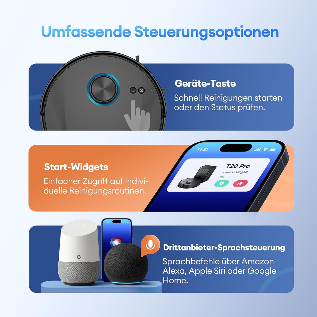 Ultenic T20 Pro Saugroboter mit Wischfunktion, 8000 Pa, AI-Navigation, Selbstreinigung, Tierhaared
