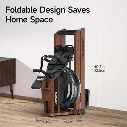 JOROTO MR380/MR390: Klappbares Eichenholz‑Rudergerät mit 28 L Tank und Bluetooth‑Monitorl