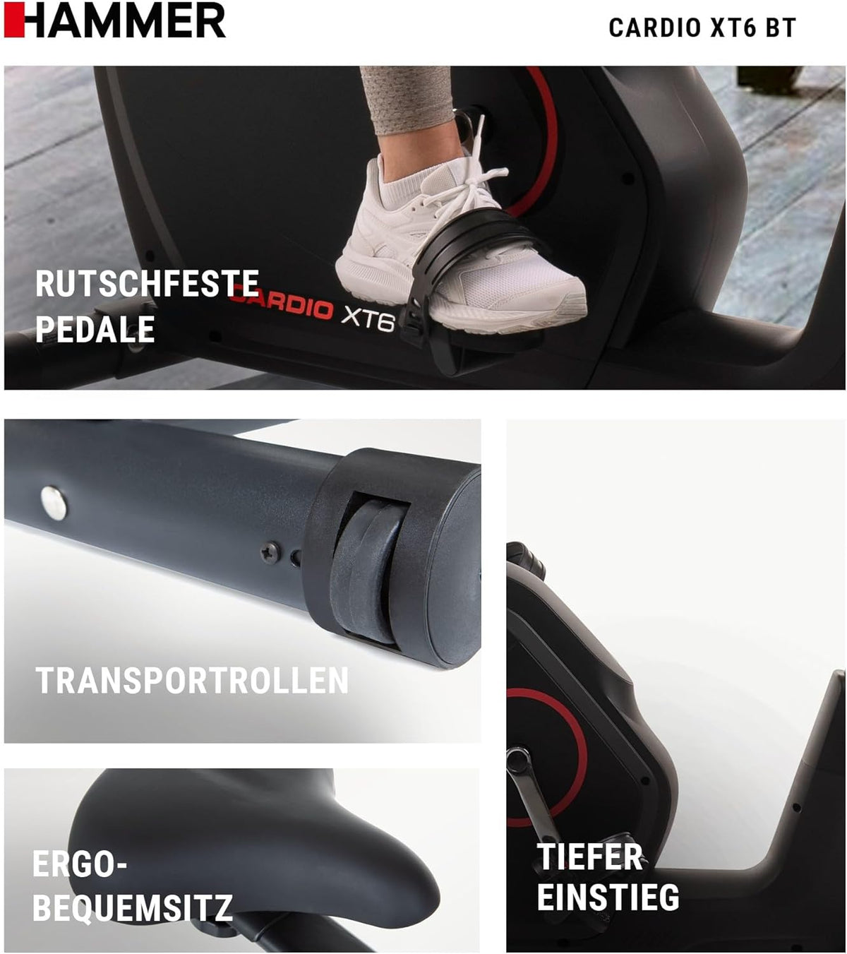 Hammer Cardio XT6/XT7 Ergometer Heimtrainer Fahrrad mit Bluetooth & Appl
