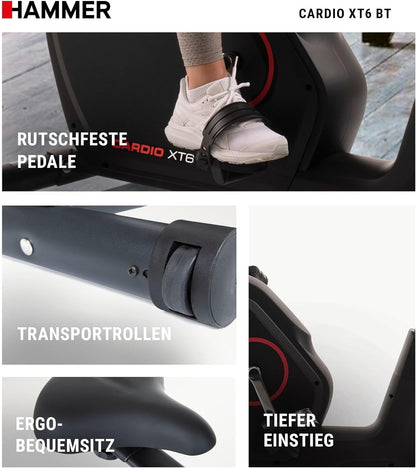 Hammer Cardio XT6/XT7 Ergometer Heimtrainer Fahrrad mit Bluetooth & Appl
