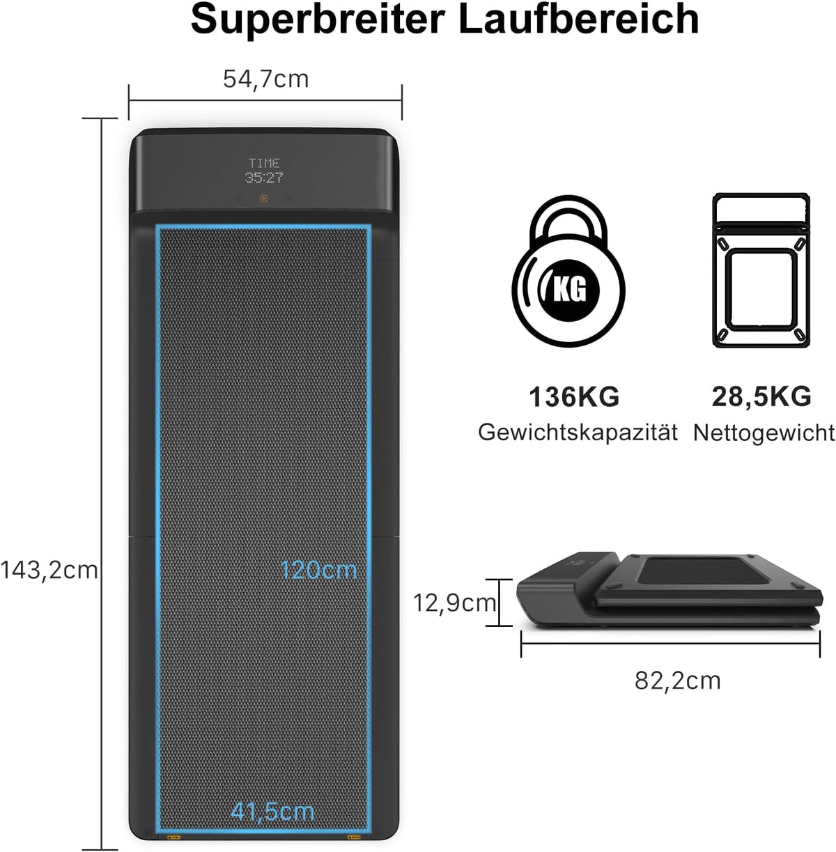 Kingsmith Klappbares Laufband: Für Büro & Zuhause mit LED‑Display & Appl