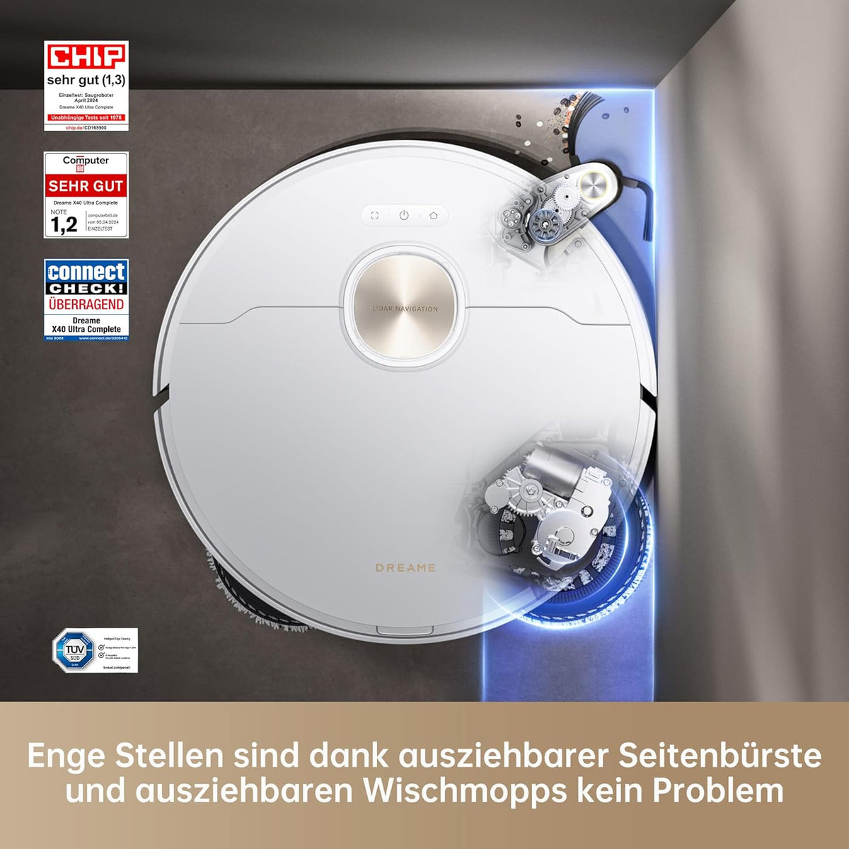 Dreame X40 Ultra Robot Vacuum with Mop, 12,000Pa, Self-Cleaning & Auto Emptyf