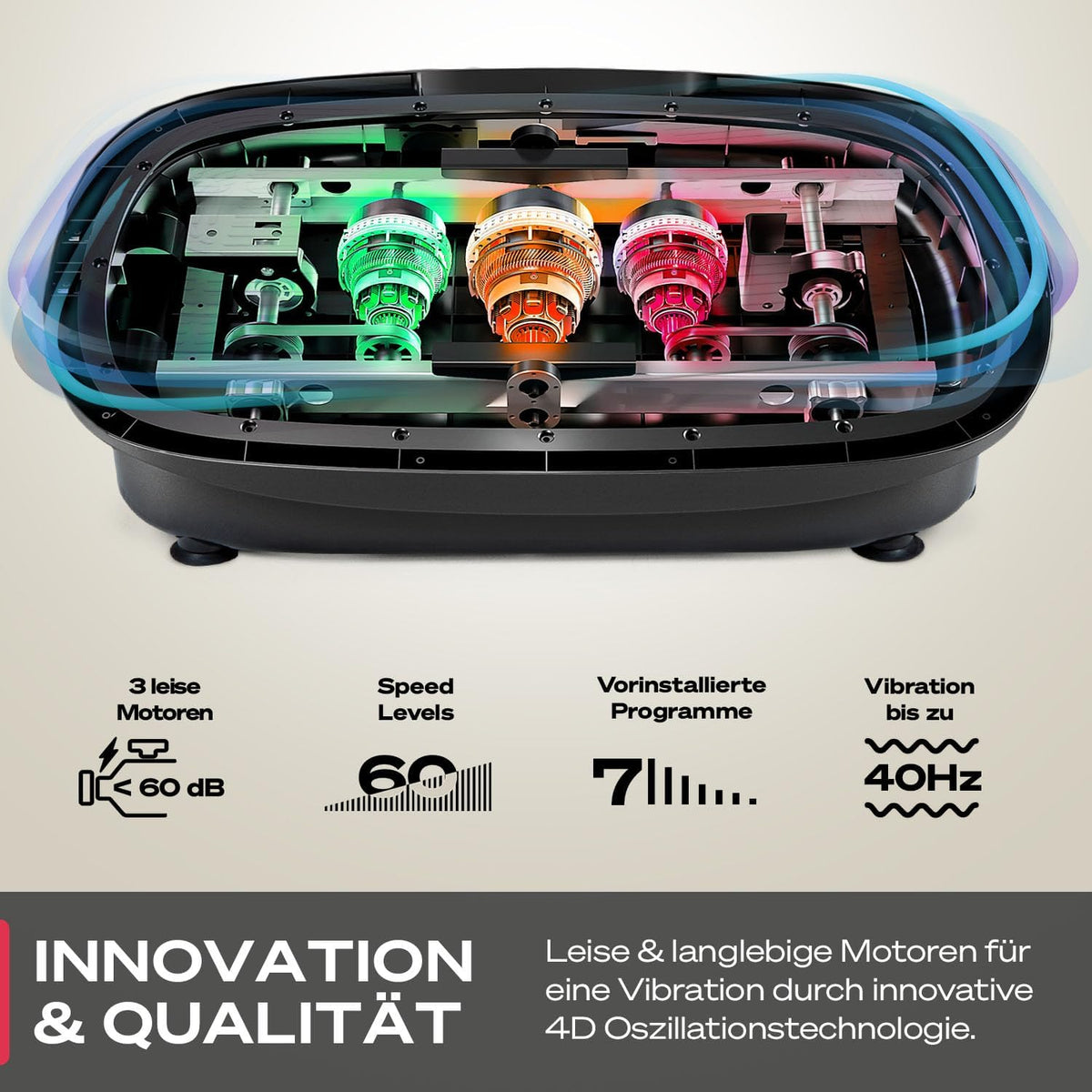 Sportstech 4D Vibrationsplatte: Smart LED, Bluetooth, Fitness & Yogal