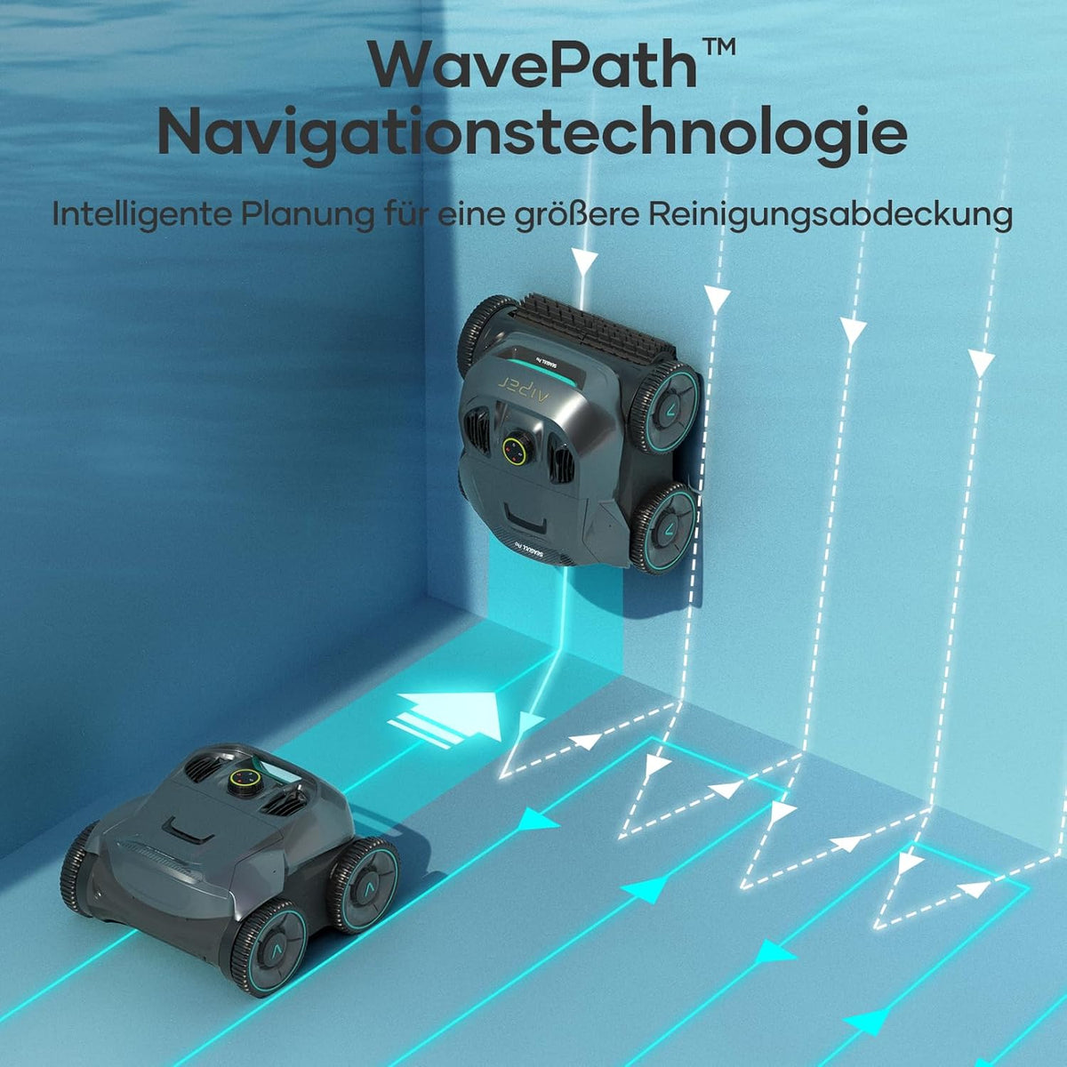 AIPER ZT6002 Poolroboter, Quad-Motor, WavePath, 3 Modi, Kabellos, Boden & Wand, bis 150㎡f