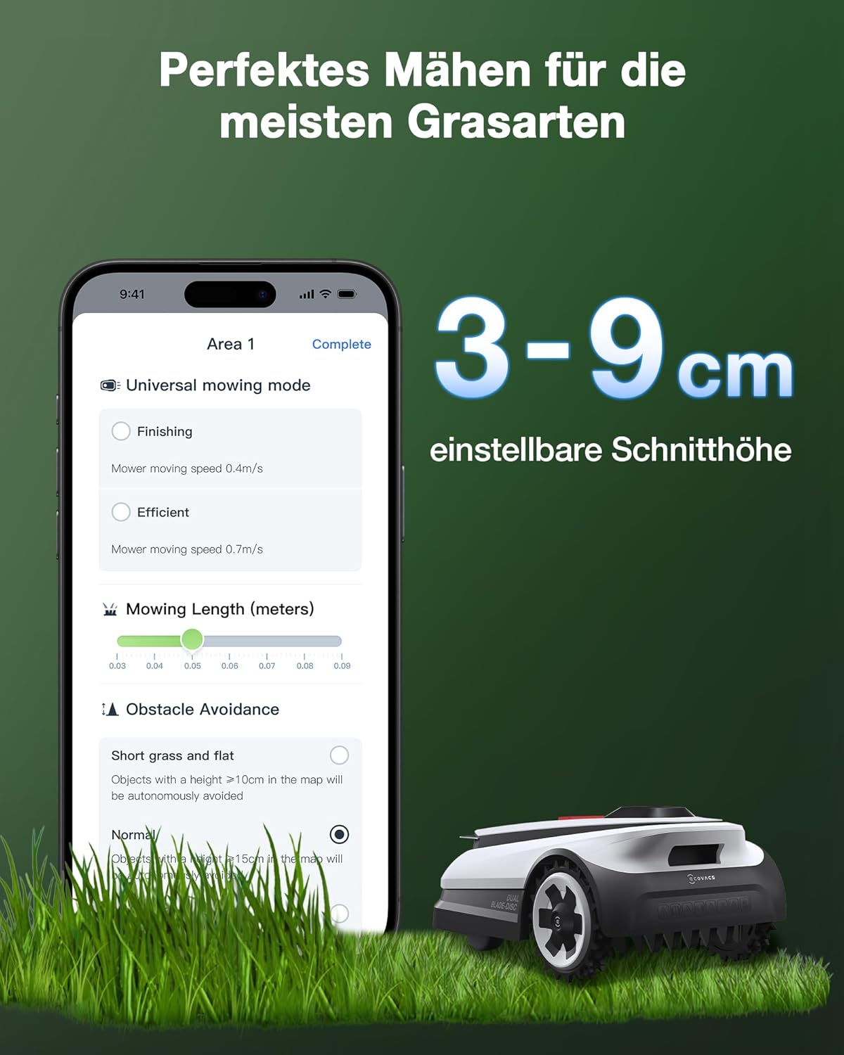 ECOVACS Goat A1600 RTK Mähroboter, 1600m², 330mm Schnitt, LiDAR RTK+Vision, 50% Steigung, Ohne Kabelf