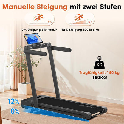 VANNECT Faltbares Laufband: Walking Pad mit Steigung für Zuhausel