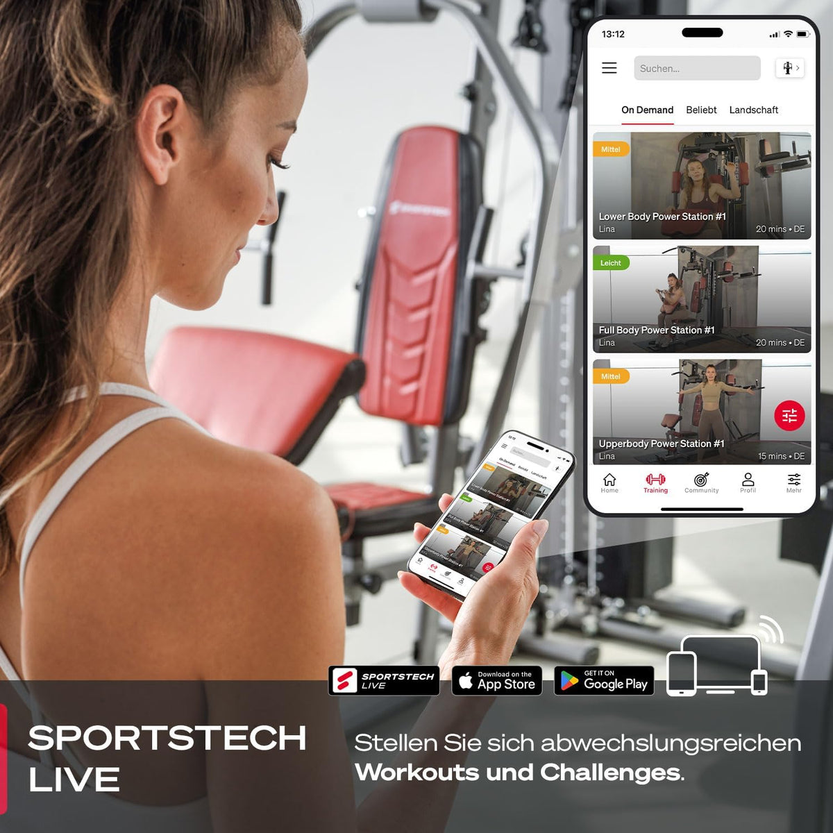 Sportstech HGX300: Multifunktions-Kraftstation mit Beinpresse, Stepper & Powertowerl
