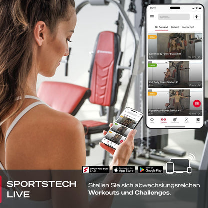 Sportstech HGX300: Multifunktions-Kraftstation mit Beinpresse, Stepper & Powertowerl