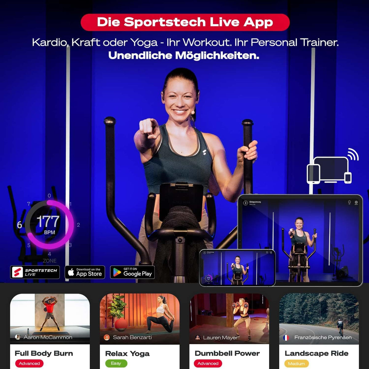 Sportstech CX2: Crosstrainer mit App, 27 kg Schwungmasse & Generatorl