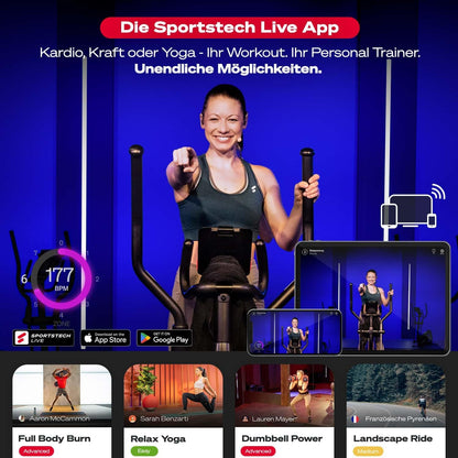 Sportstech CX2: Crosstrainer mit App, 27 kg Schwungmasse & Generatorl