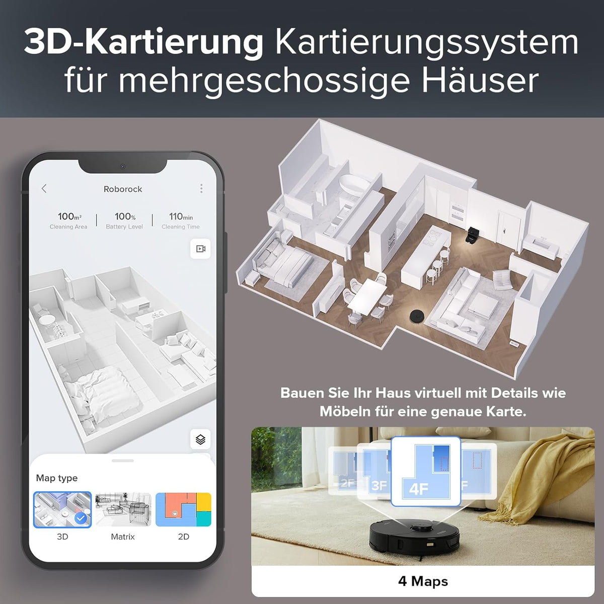 Roborock S7 Max Ultra, 5500 Pa, Selbstreinigung & App-Steuerungf