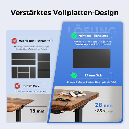 Agliestic Ergonomischer Höhenverstellbarer Steh-Sitz-Schreibtisch 160x80cm Doppelmotor Memory-Steuerung Homeofficed