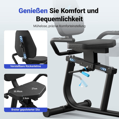 MERACH Liegeergometer: Heimtrainer mit Bluetooth und verstellbarer Rückenlehnel