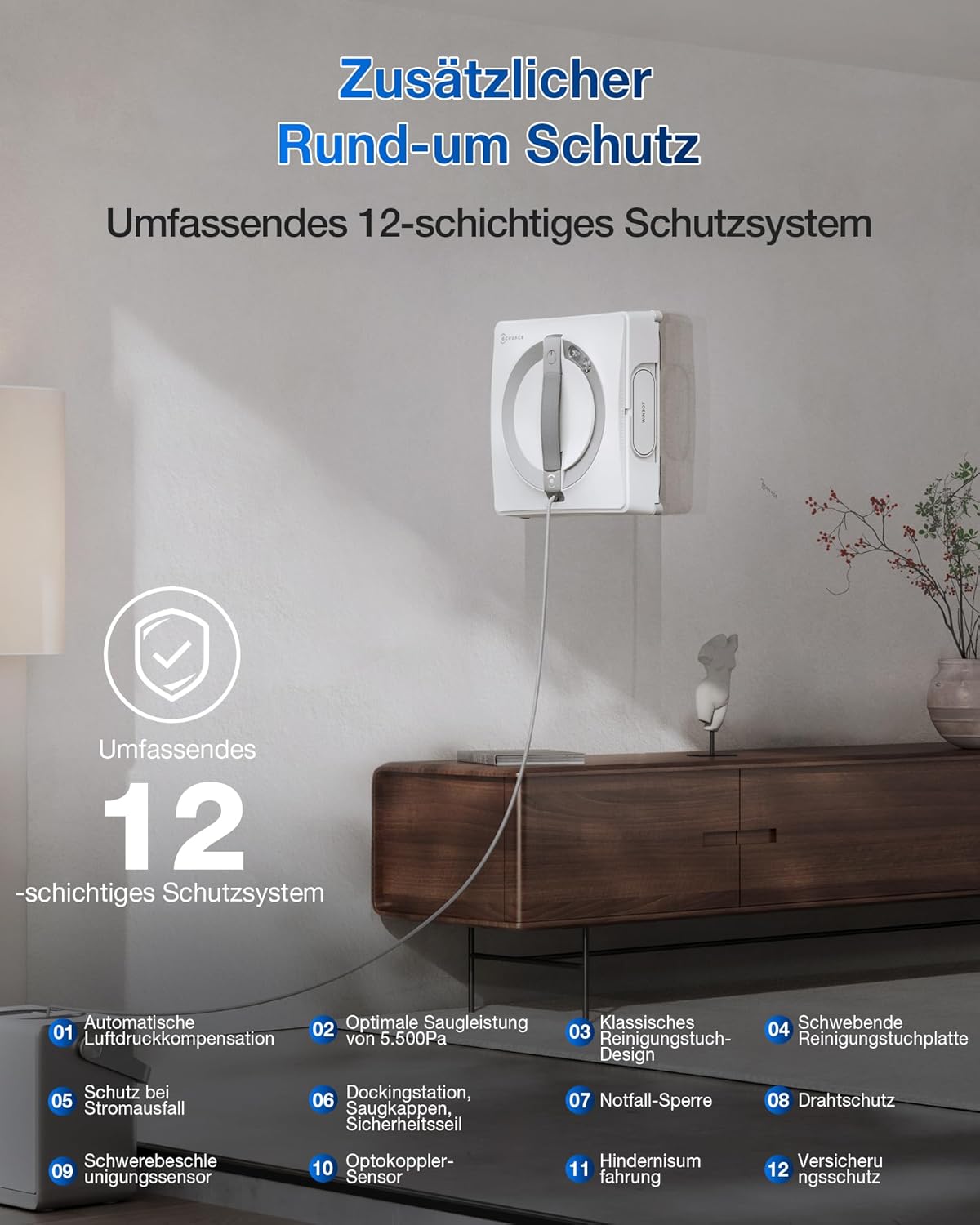 ECOVACS WINBOT W2 PRO Omni Intelligenter Fensterputzroboter mit 6-in-1 Station, Sprühdüsend