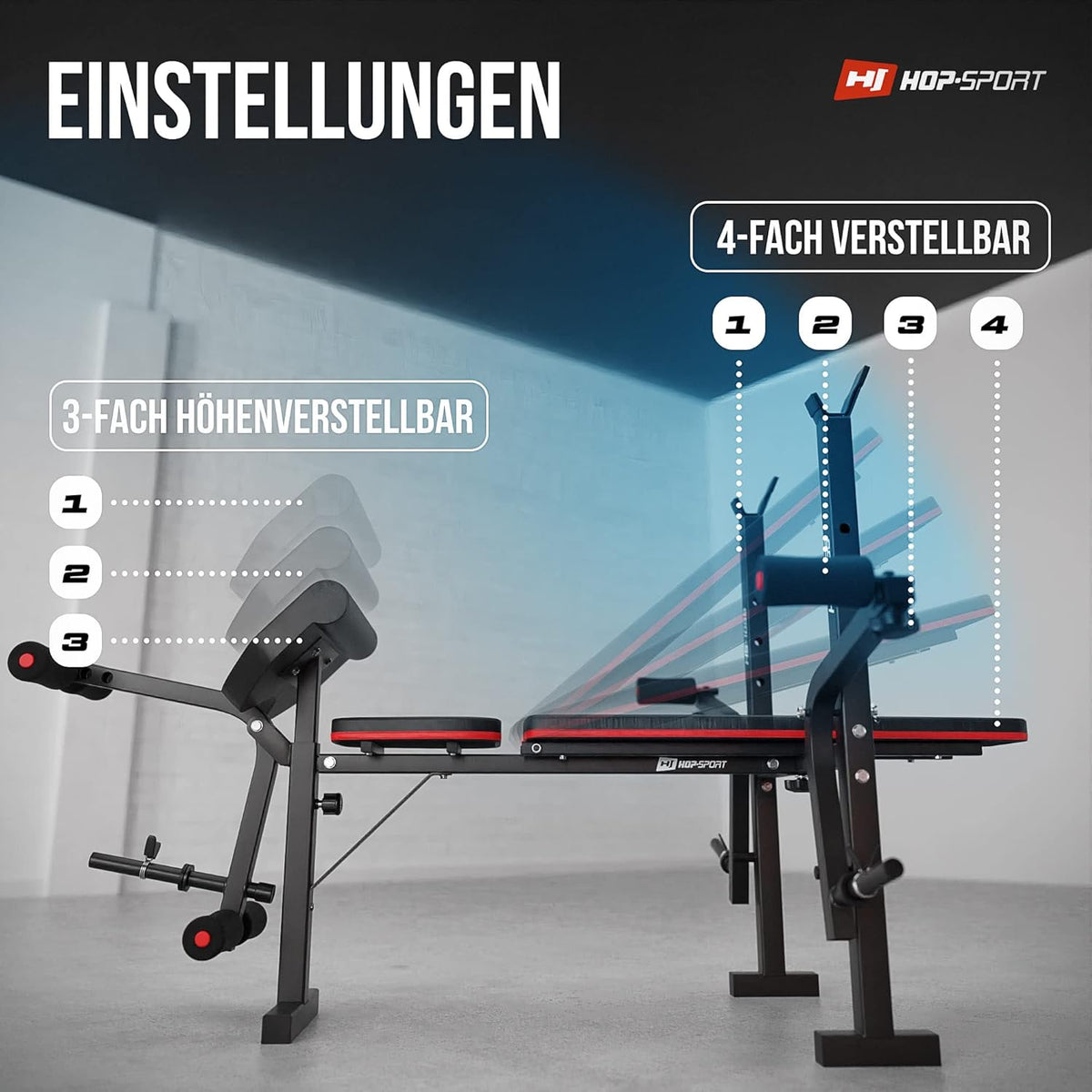 Klappbare Hantelbank mit Gewichten, Curlpult, Butterfly und Beincurler.l