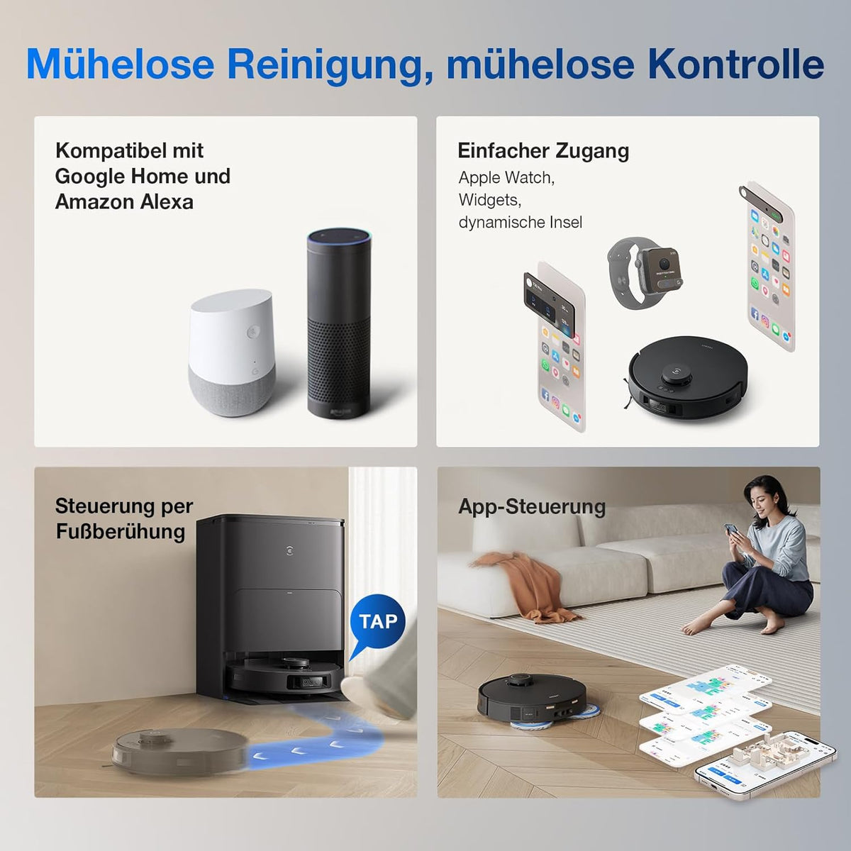 Deebot T30S Pro, 11,000Pa, Heißwasser-Wischung, ZeroTangle, TruEdge™, KI-Navigationf
