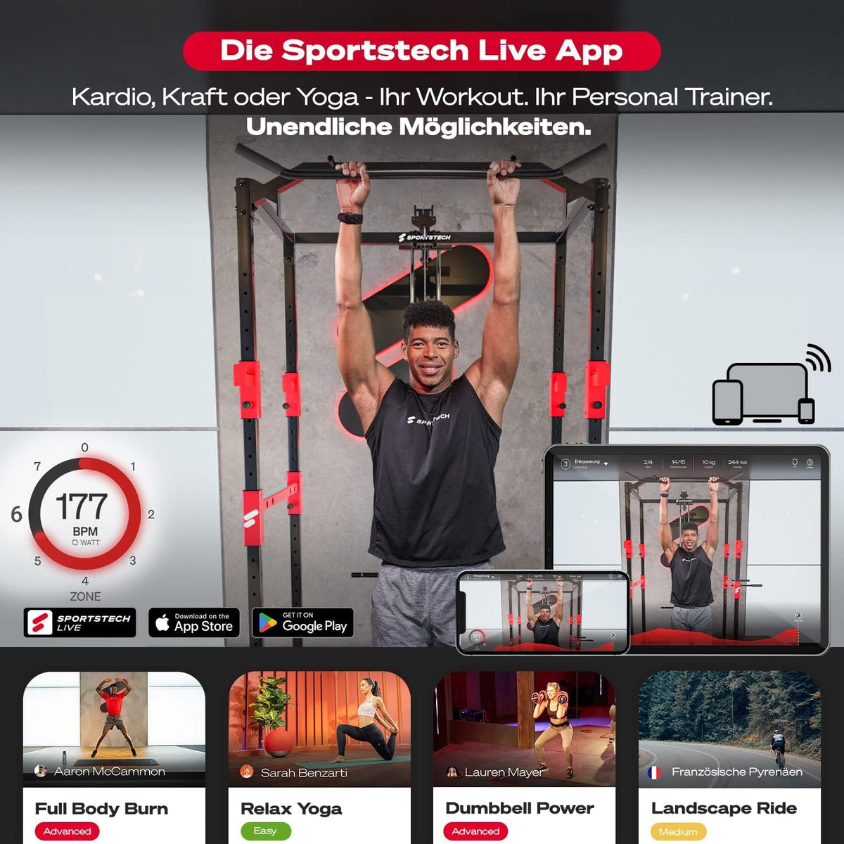 Sportstech HGX200: Multifunktions-Kraftstation mit Stepper, Beinpresse & Powertowerl