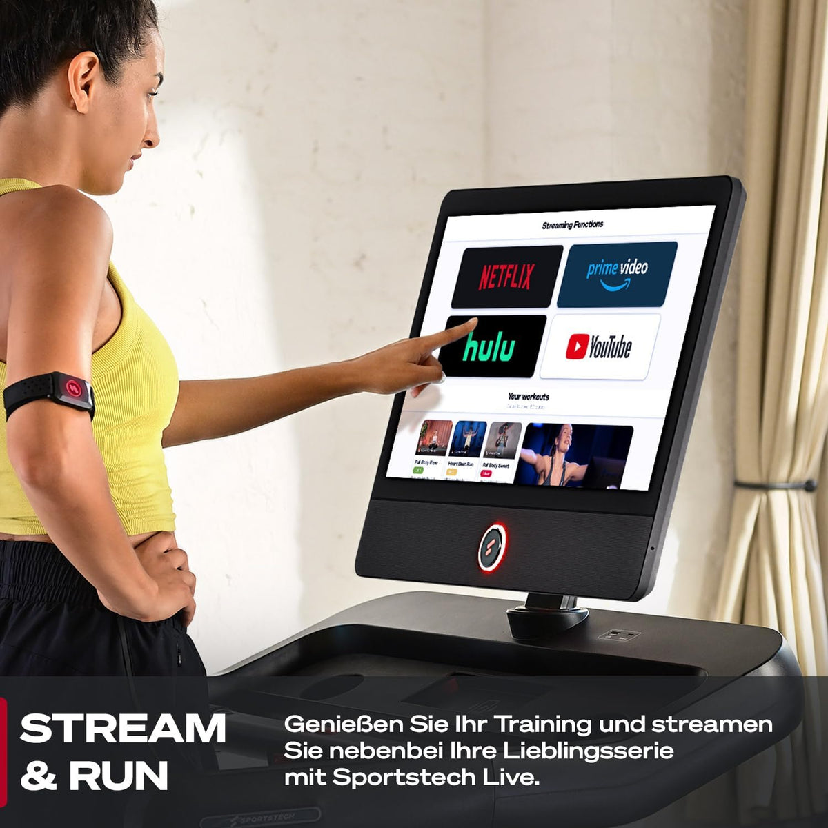 Sportstech sTread Pro: Klappbares Laufband, 20 km/h, 15% Steigung, mit Appl