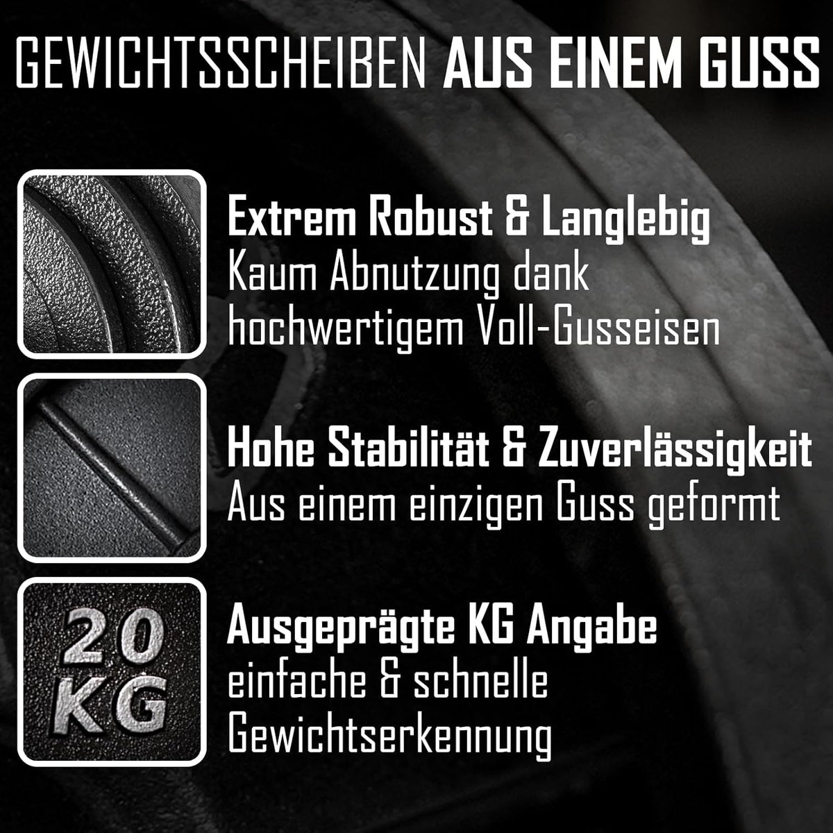 Strength Shop Gusseisen Hantelscheiben: Robuste 50mm Gewichtsscheiben für Langhantell