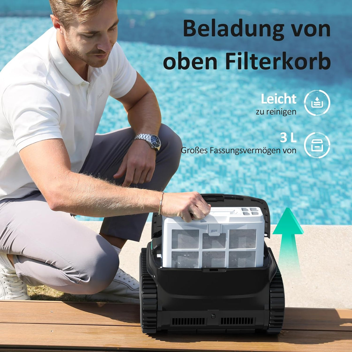 WYBOT C2 Vision AI Kabelloser Poolroboter, Akku, Boden & Wand, Zweischicht-Filter, starke Absaugung, bis 180㎡f
