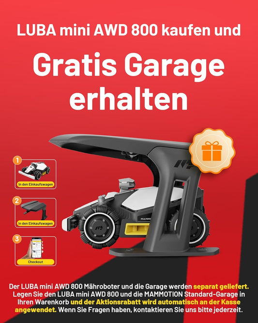 MAMMOTION LUBA mini AWD 800, 800m², Ohne Kabel, NetRTK+Vision, 4G, 80% Steigungf