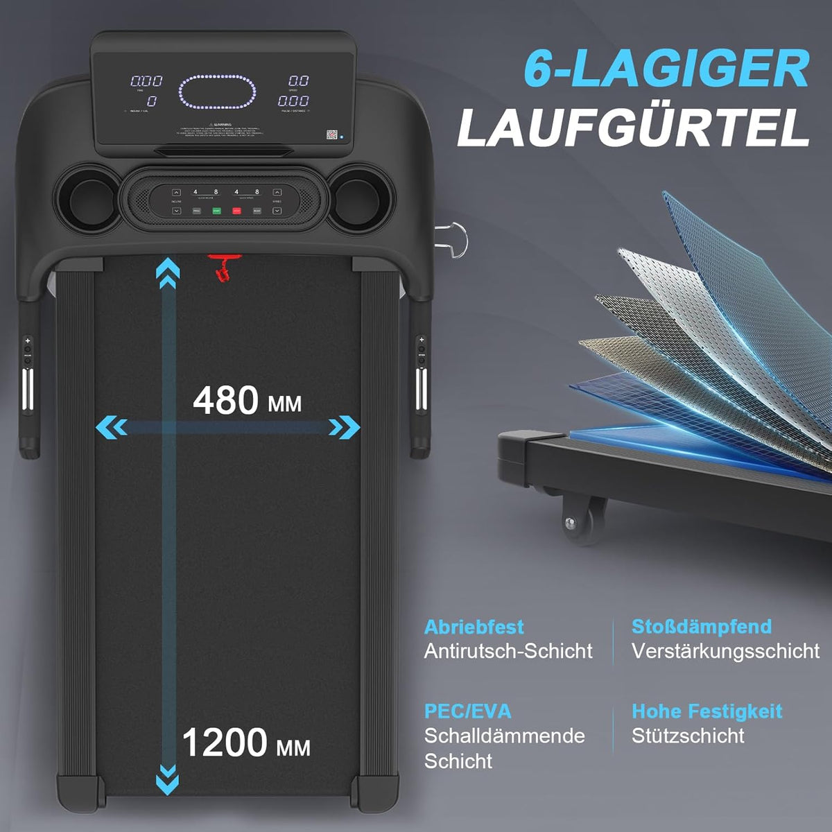 Kitopa Laufband: Hochgeschwindig, 7 PS, große Lauffläche, klappbarl