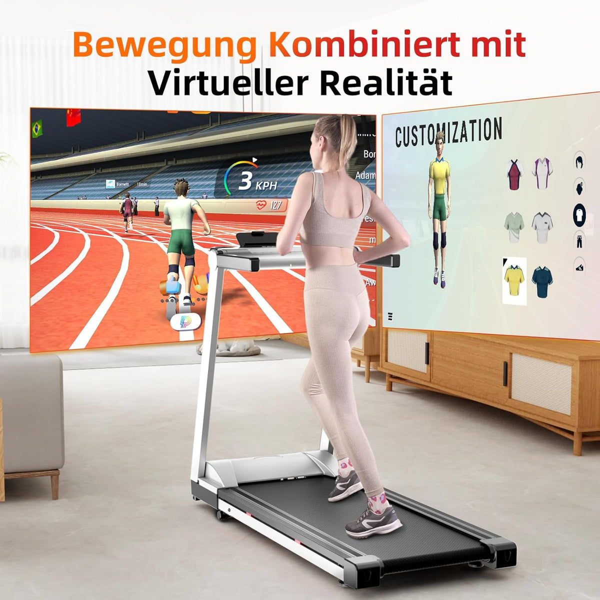 Superun Faltbares Heim-Laufband: Steigung, App & Trainingskursel