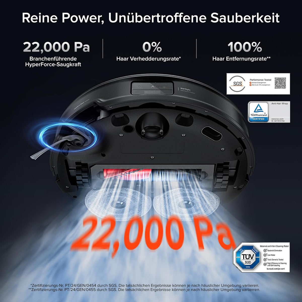 roborock Saros 10R Saugroboter mit Wischfunktion, ultraflach, StarSight 2.0, Zero-Tangle, Multifunktions-Dockd