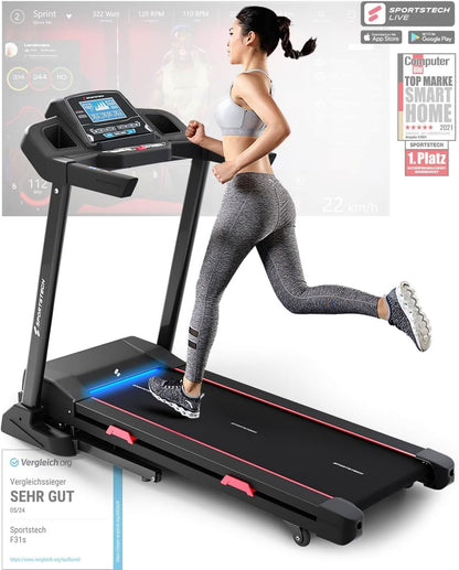 Sportstech F31s: Profi-Laufband, 4,5 PS, 16 km/h, Bluetooth & Appl