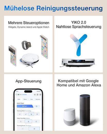 ECOVACS DEEBOT T50 Omni Saugroboter: 15.000 Pa, Heisswasser-Wischfunktion mit All-in-One Stationd