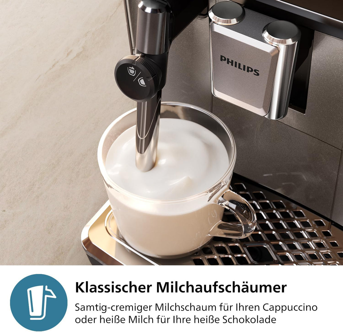 Philips 3300 Serie Kaffeevollautomat: 5 Getränke, Intuitive Touch-Bedienung, SilentBrew, Keramikmahlwerk, AquaCleand