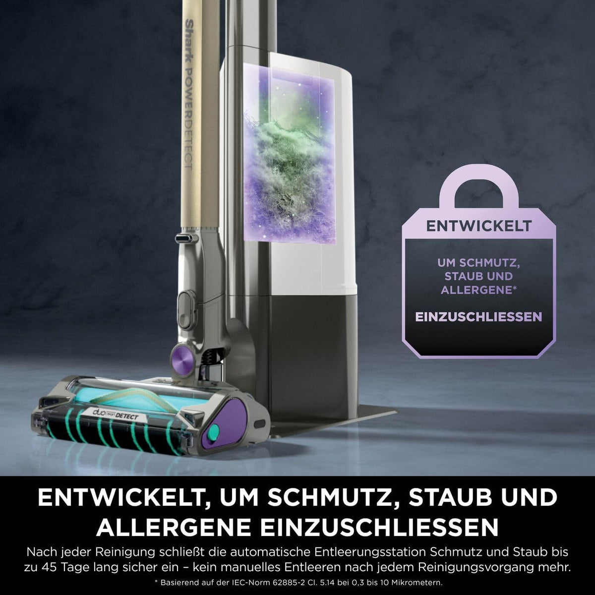 Shark PowerDetect Akku-Staubsauger: Auto-Entleerung, DuoClean Detect, Anti-Hair Wrap, Geruchsschutz, Graud