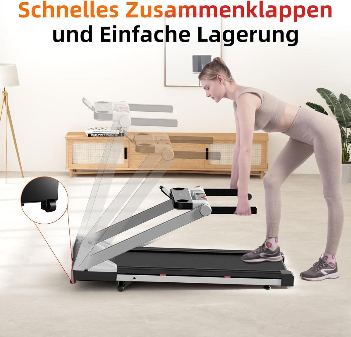Superun Faltbares Heim-Laufband: Steigung, App & Trainingskursel