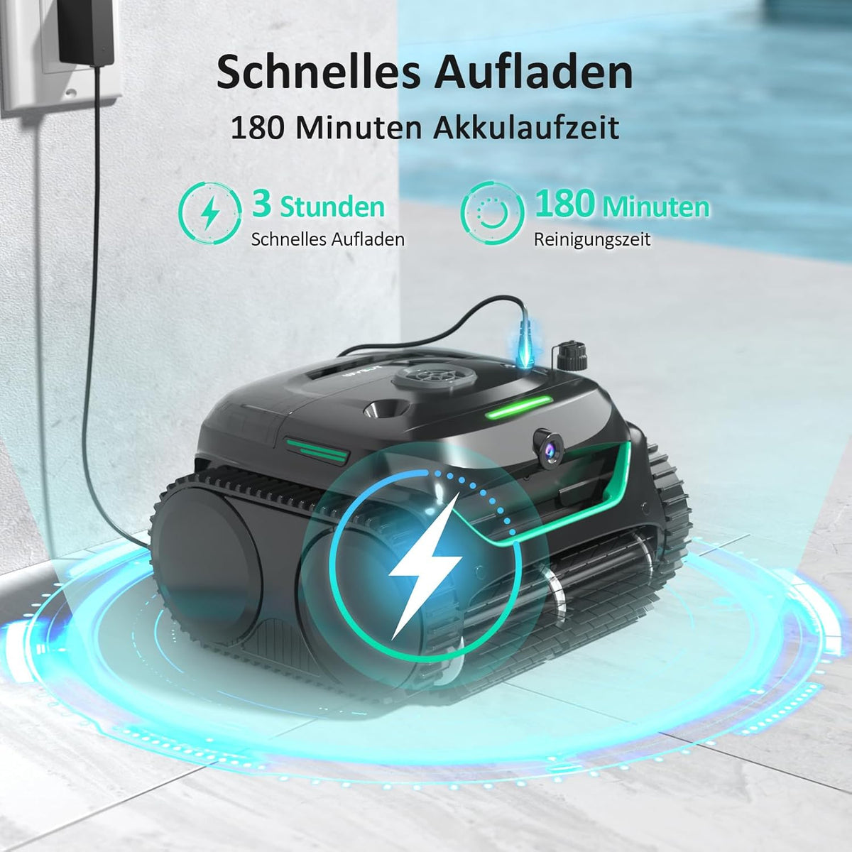 WYBOT C2 Vision AI Kabelloser Poolroboter, Akku, Boden & Wand, Zweischicht-Filter, starke Absaugung, bis 180㎡f