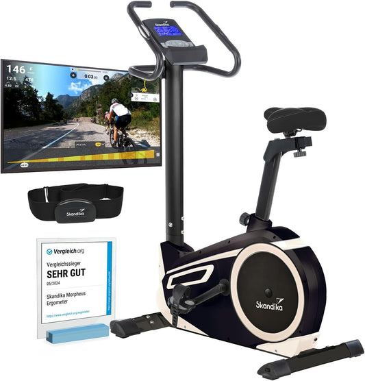 Skandika Morpheus: Ergometer mit App‑Steuerung, Pulsgurt und Tablethalterl