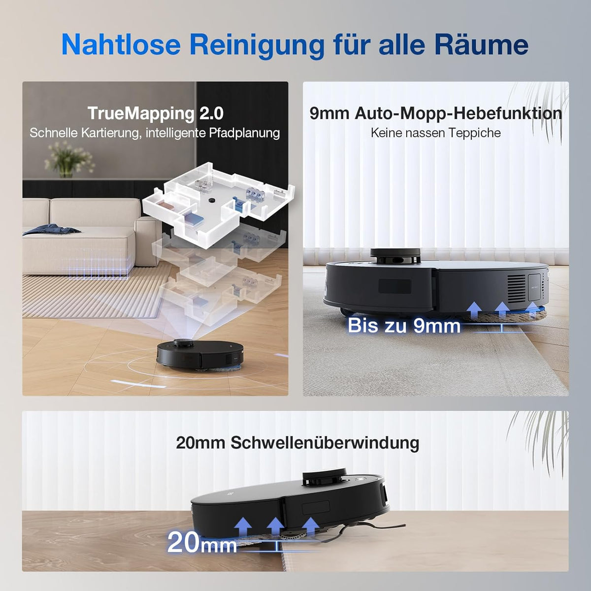 Deebot T30S Pro, 11,000Pa, Heißwasser-Wischung, ZeroTangle, TruEdge™, KI-Navigationf