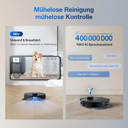 Deebot T30S Pro, 11,000Pa, Heißwasser-Wischung, ZeroTangle, TruEdge™, KI-Navigationf
