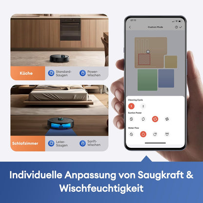 Ultenic T20 Pro Saugroboter mit Wischfunktion, 8000 Pa, AI-Navigation, Selbstreinigung, Tierhaared