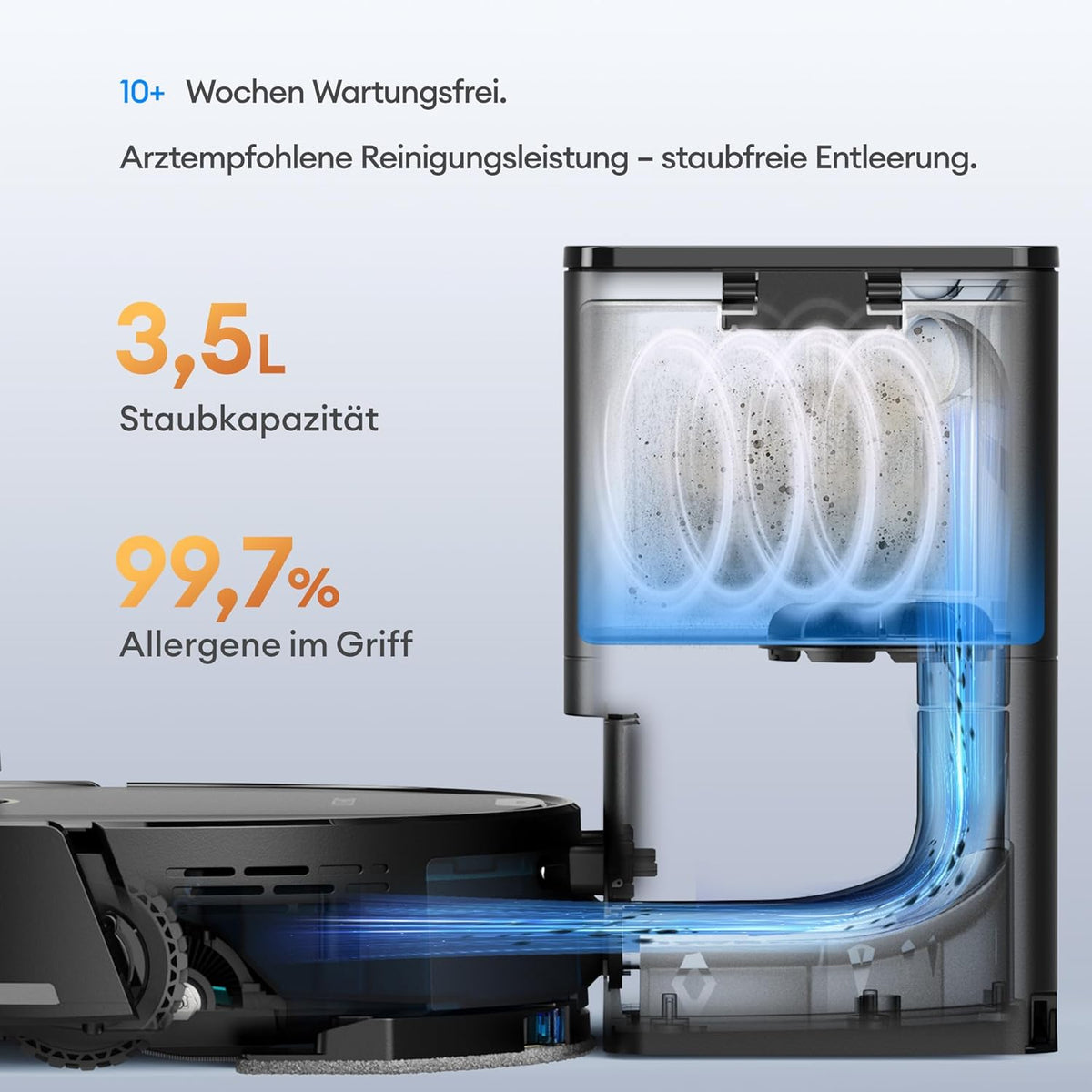 Ultenic T20 Pro Saugroboter mit Wischfunktion, 8000 Pa, AI-Navigation, Selbstreinigung, Tierhaared