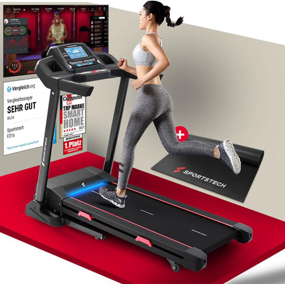 Sportstech F31s: Klappbares Laufband für Zuhause mit App, Bluetooth & LEDl