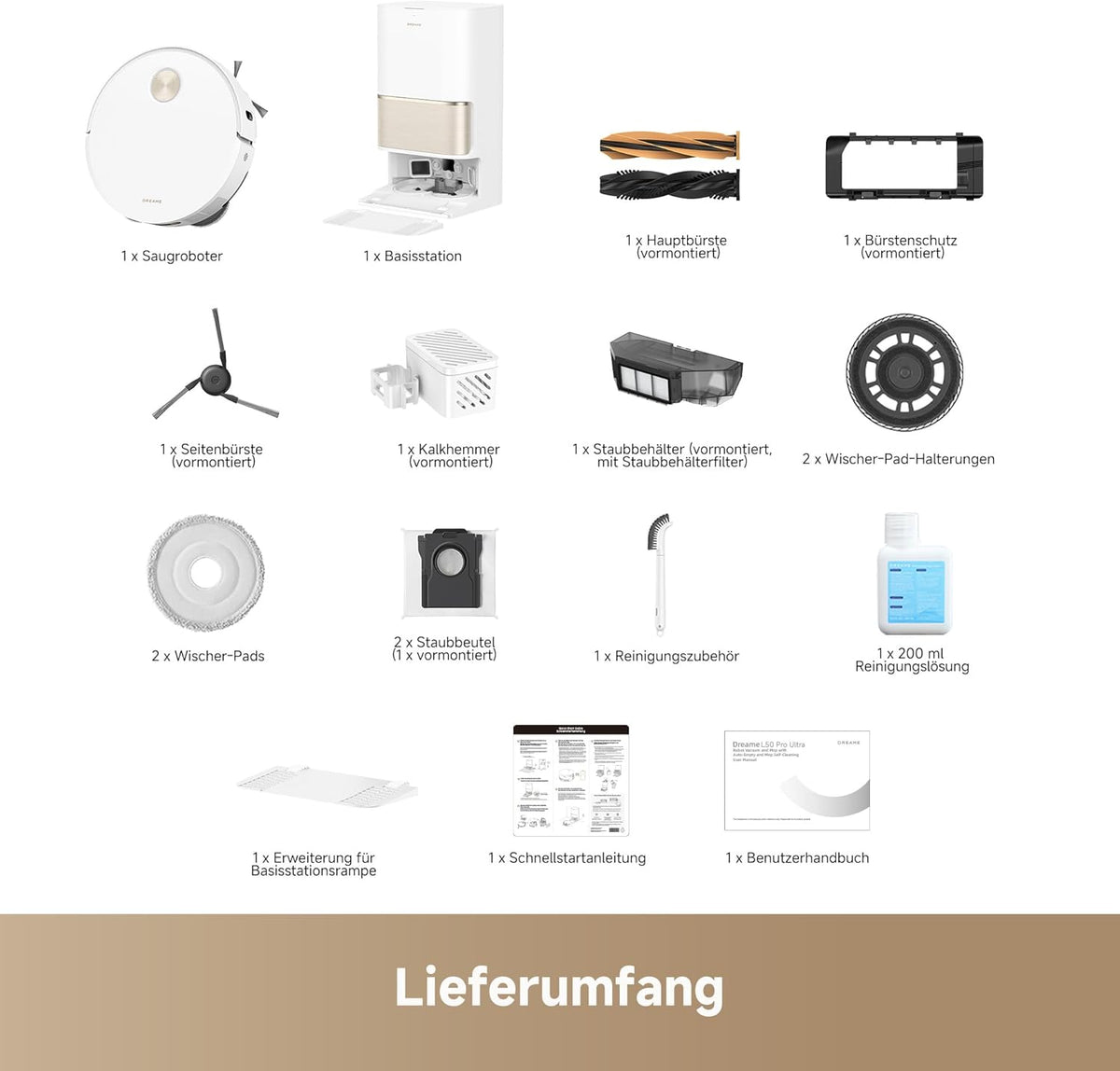 Dreame L50 Pro Ultra Saug- & Wischroboter: Auto-Entleerung, Selbstreinigung, 19.500 Pad