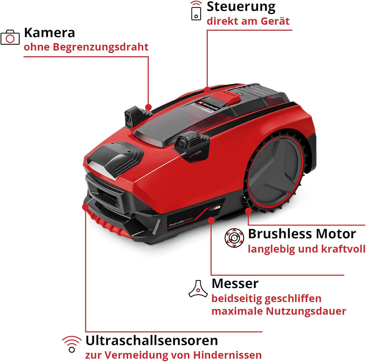 Einhell FREELEXO 500, 18V, Kamera, 500m², Brushless, 25% Steigungf