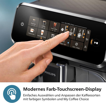 Philips 3300 Serie Kaffeevollautomat: 5 Getränke, Intuitive Touch-Bedienung, SilentBrew, Keramikmahlwerk, AquaCleand