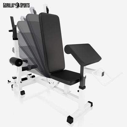 Gorilla Sports Hantelbank mit Gewichten, 170 cm Stange und Hantelsetl