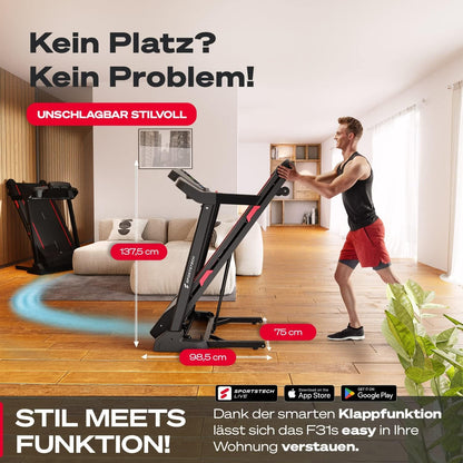 Sportstech F31s: Klappbares Laufband für Zuhause mit App, Bluetooth & LEDl