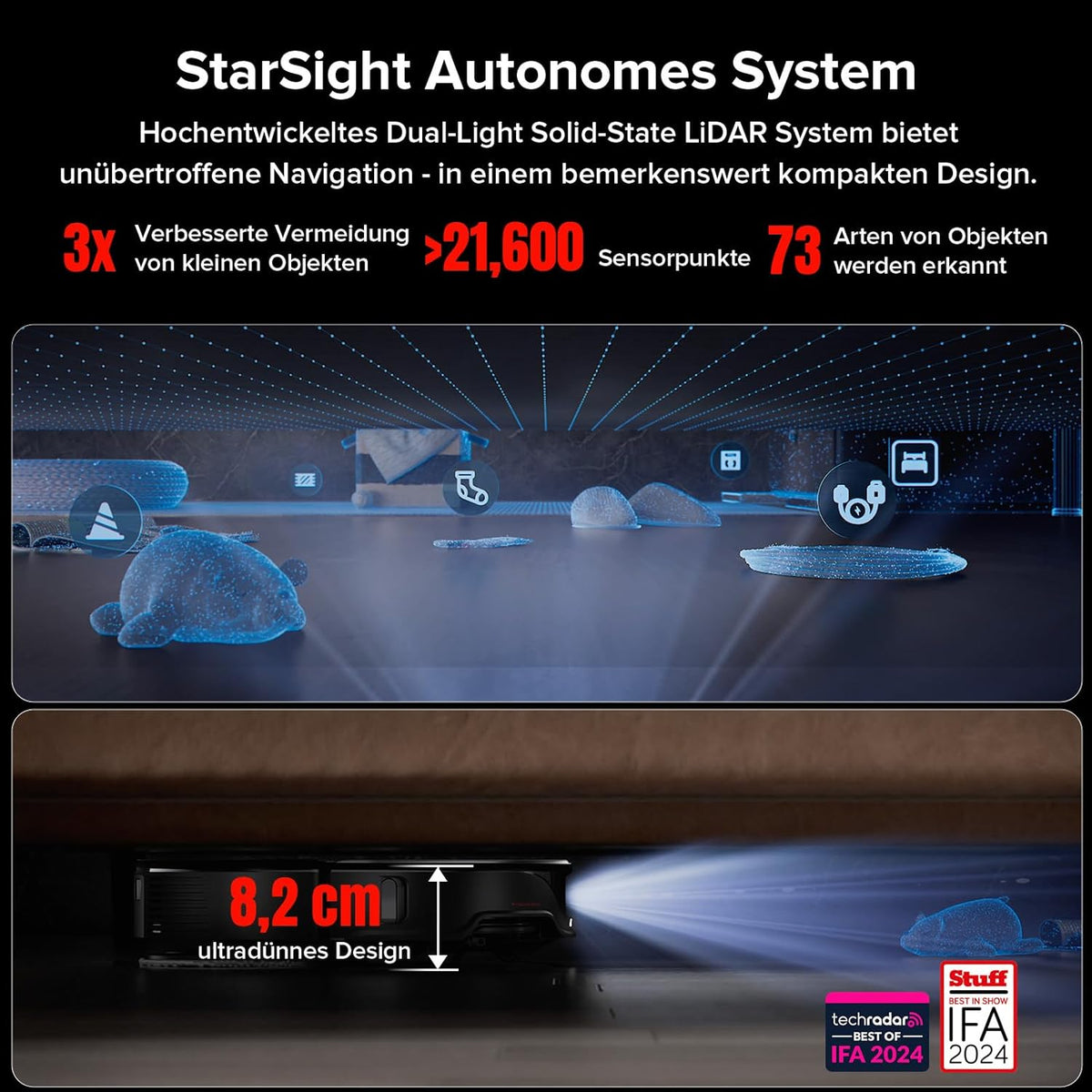 Roborock Qrevo Slim Saugroboter: Ultraflach, 11.000Pa, StarSight Navigation, 8-in-1 Dockd