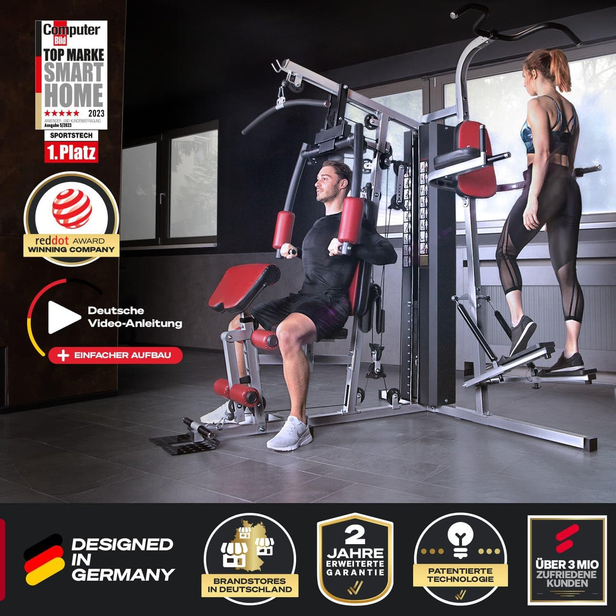 Sportstech HGX200: Multifunktions-Kraftstation mit Stepper, Beinpresse & Powertowerl