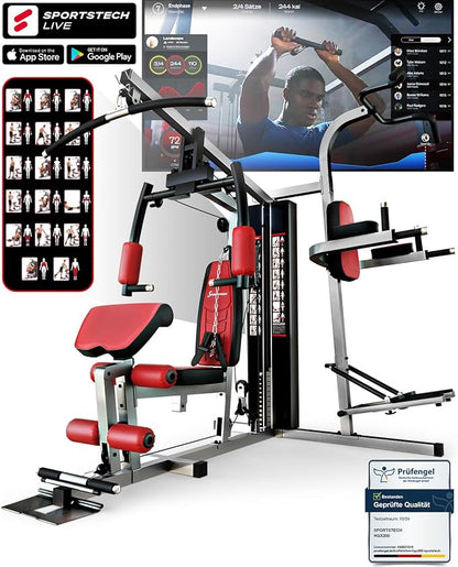 Sportstech HGX200: Multifunktions-Kraftstation mit Stepper, Beinpresse & Powertowerl