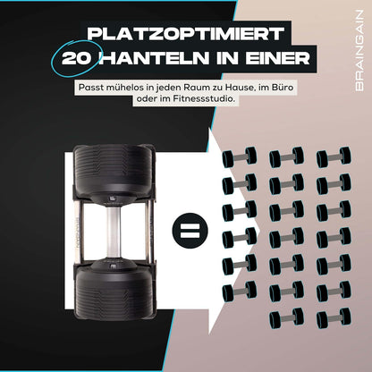 BRAINGAIN Verstellbare Hanteln: Chrom/Schwarz, Krafttraining für Zuhausel
